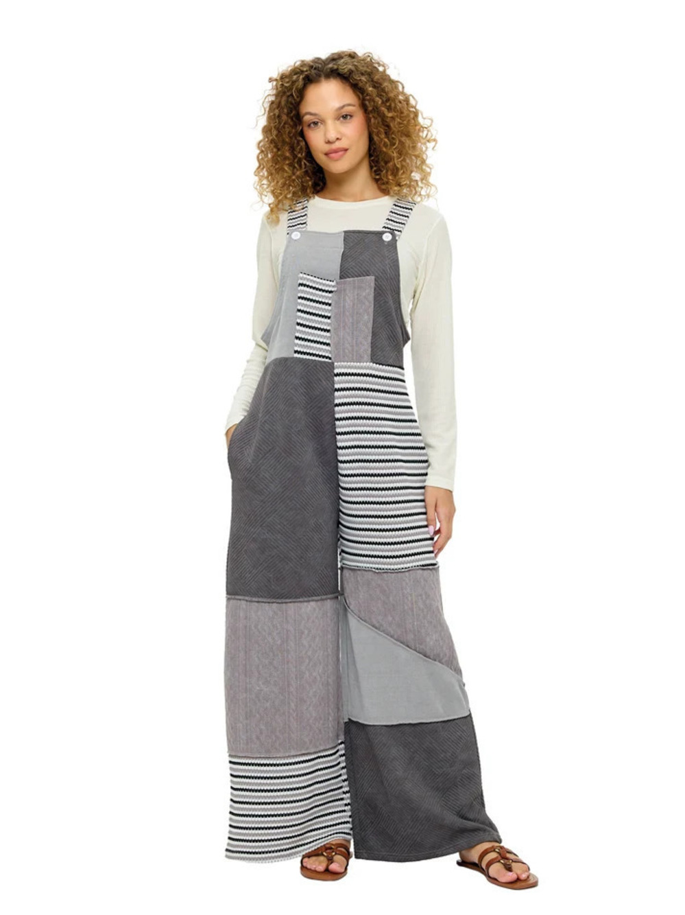26808 | Yak & Yeti Boho Striped Colorblock Patchwork Overalls | Sizes S/M-L/XL